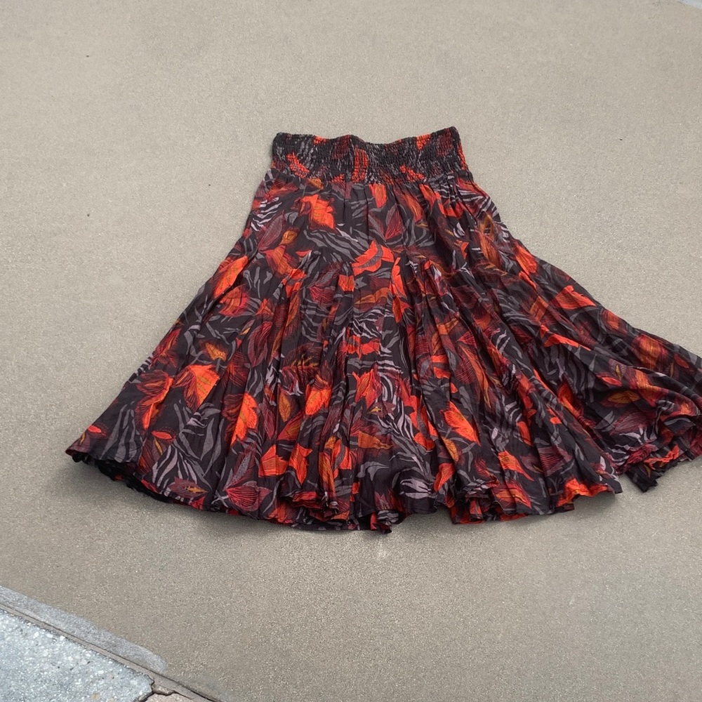 Philosophy Black Skater Skirt with Red Floral Print